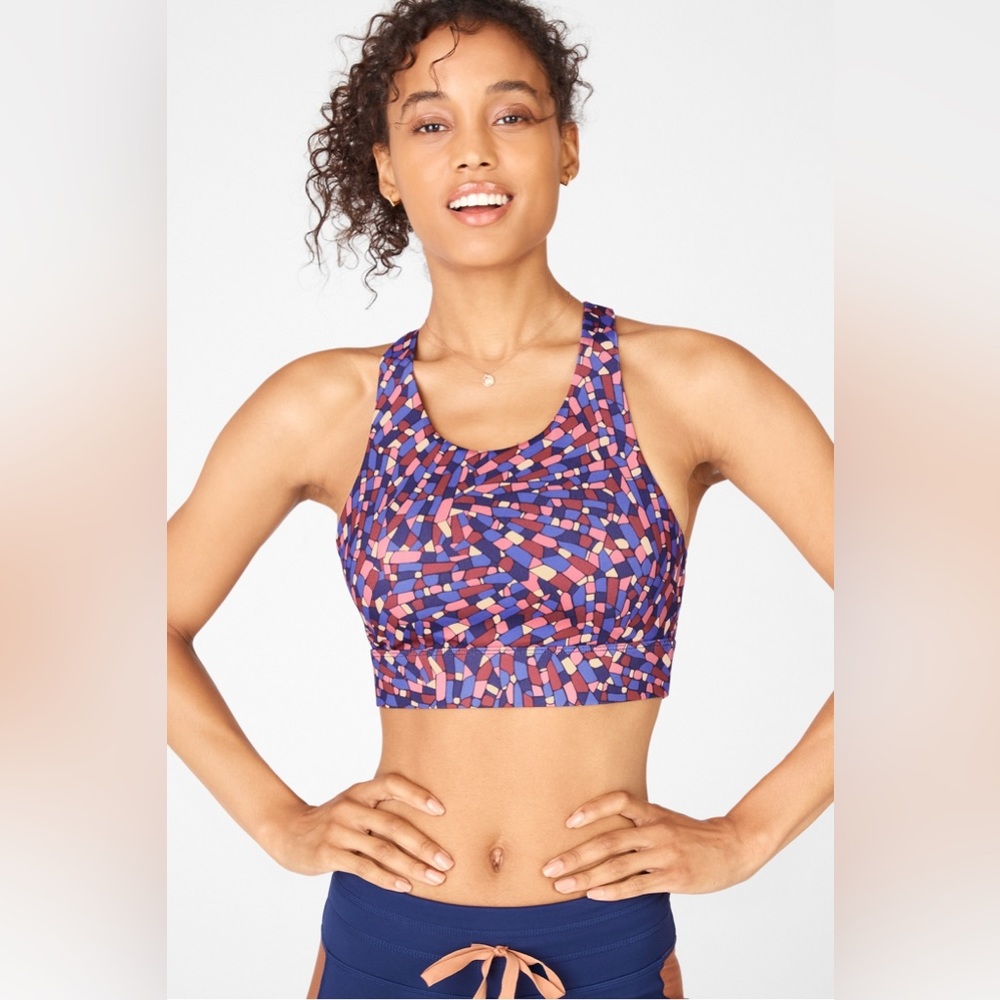 Fabletics sports bra - navy crystalline - reversible - S